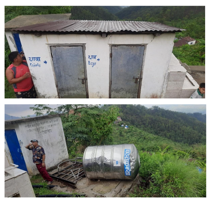 Existing toilet of Sarashwoti Basic school, ward No. 6, Kumsot village. The only toilet constructed for students in school is not in a usable condition at present